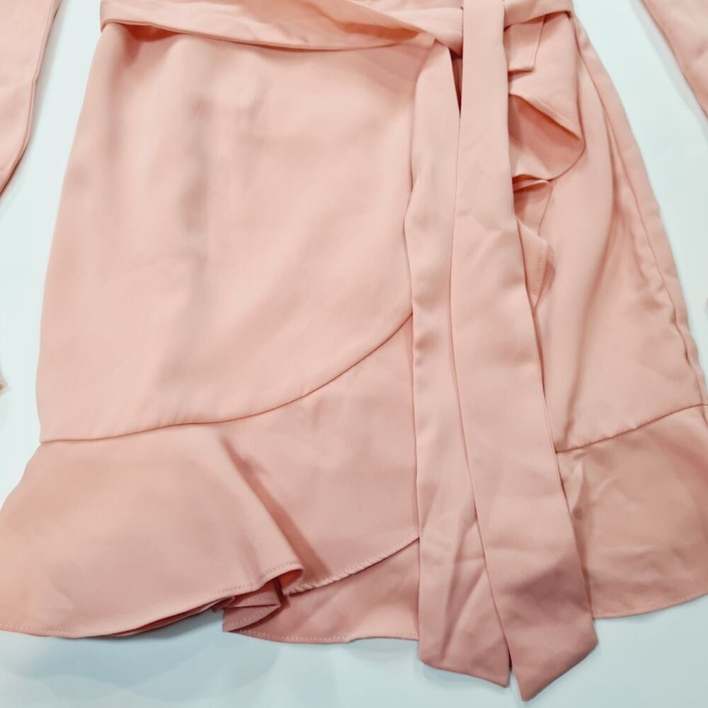 MORE TO COME Khloe Ruffle Sleeve Mini Dress in Blush XS - Picture 3 of 14